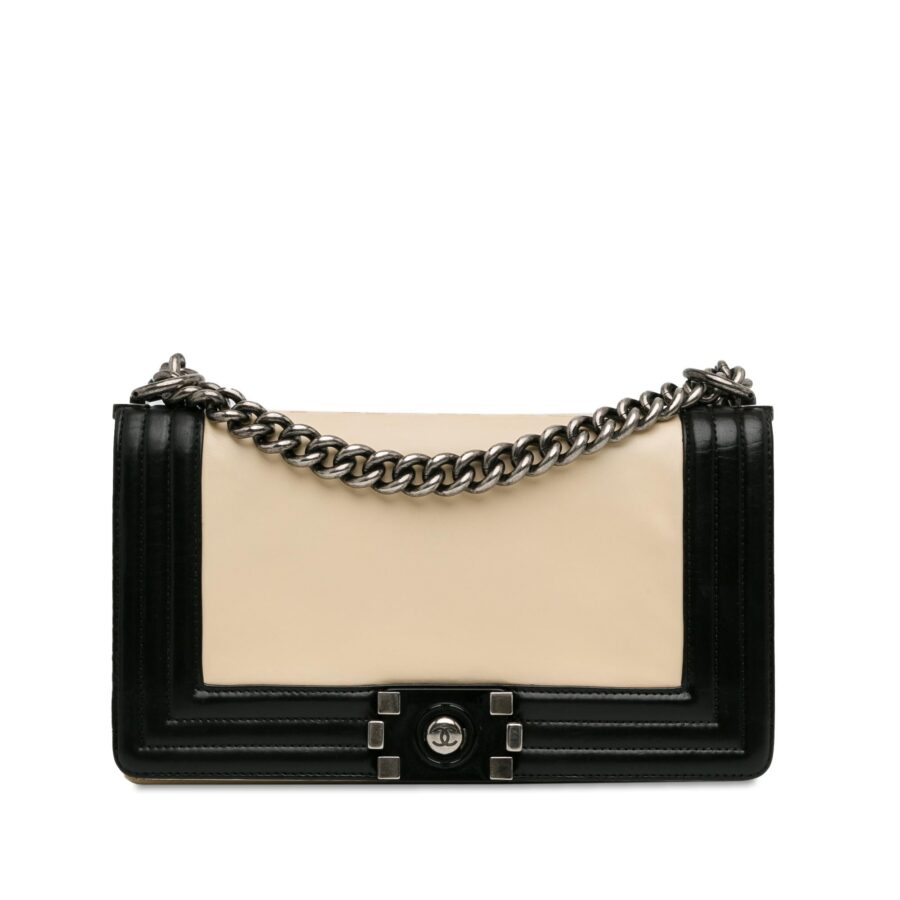 Chanel Medium Bicolor Calfskin Boy Flap Shoulder Bag | Studio Nafay