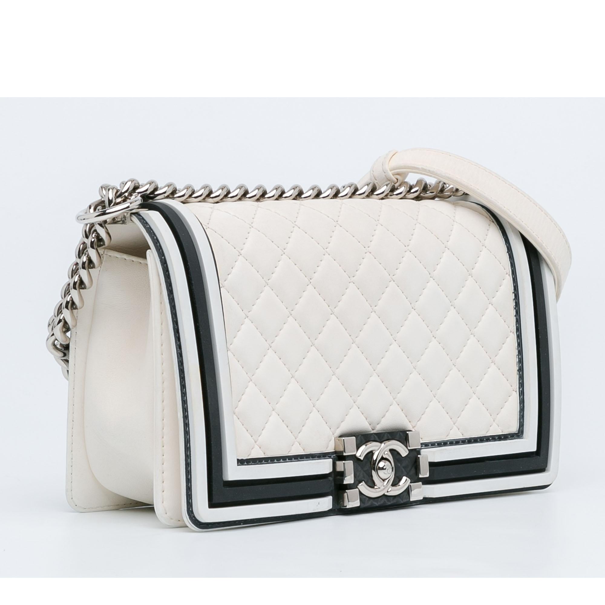 Chanel Medium Bicolor Lambskin and Rubber Boy Flap Shoulder Bag