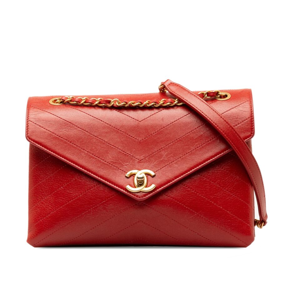 Chanel Medium CC Chevron Lambskin Envelope Flap Shoulder Bag | Studio Nafay