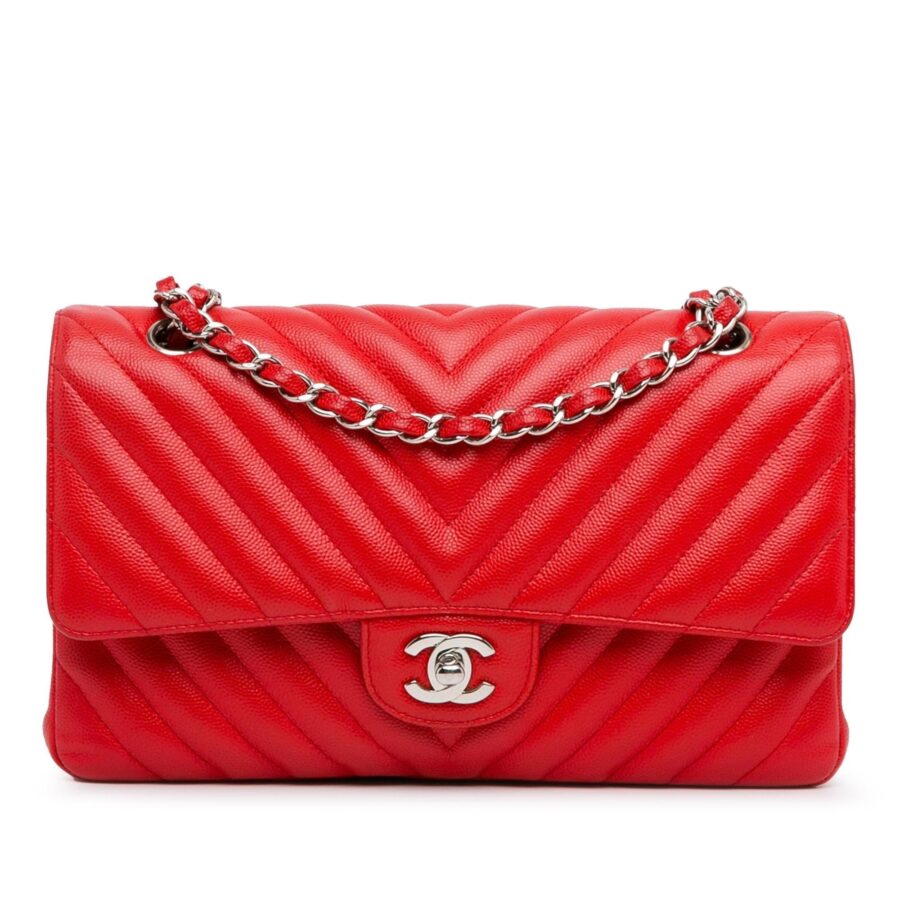 Chanel Medium Classic Chevron Caviar Double Flap Shoulder Bag | Studio Nafay