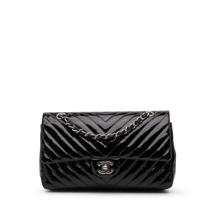 Chanel Medium Classic Chevron Patent Double Flap | Studio Nafay