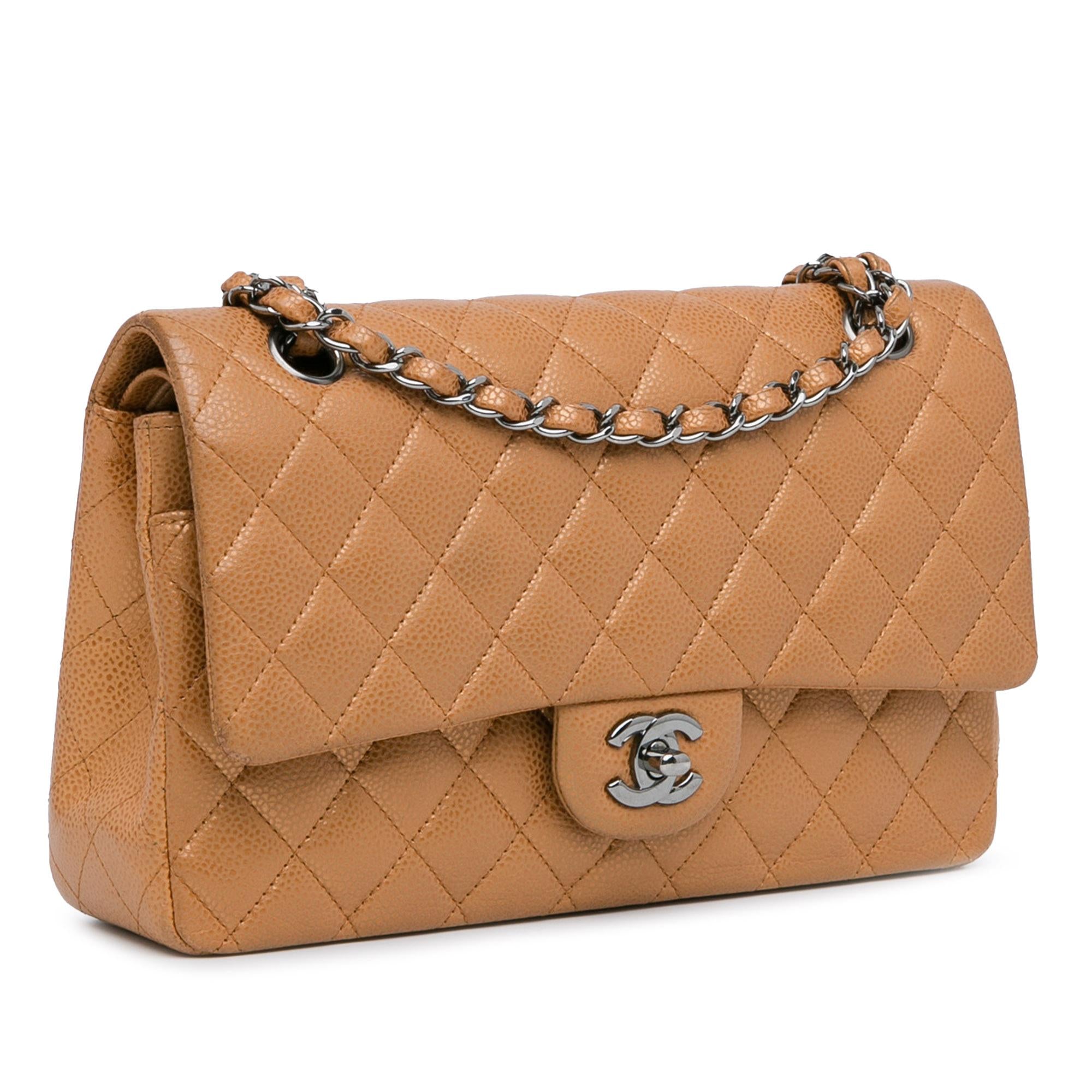 Chanel Medium Classic Metallic Caviar Double Flap Shoulder Bag