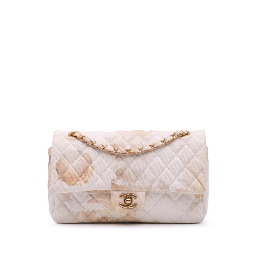 Chanel Medium Classic Printed Denim Floral Double Flap | Studio Nafay