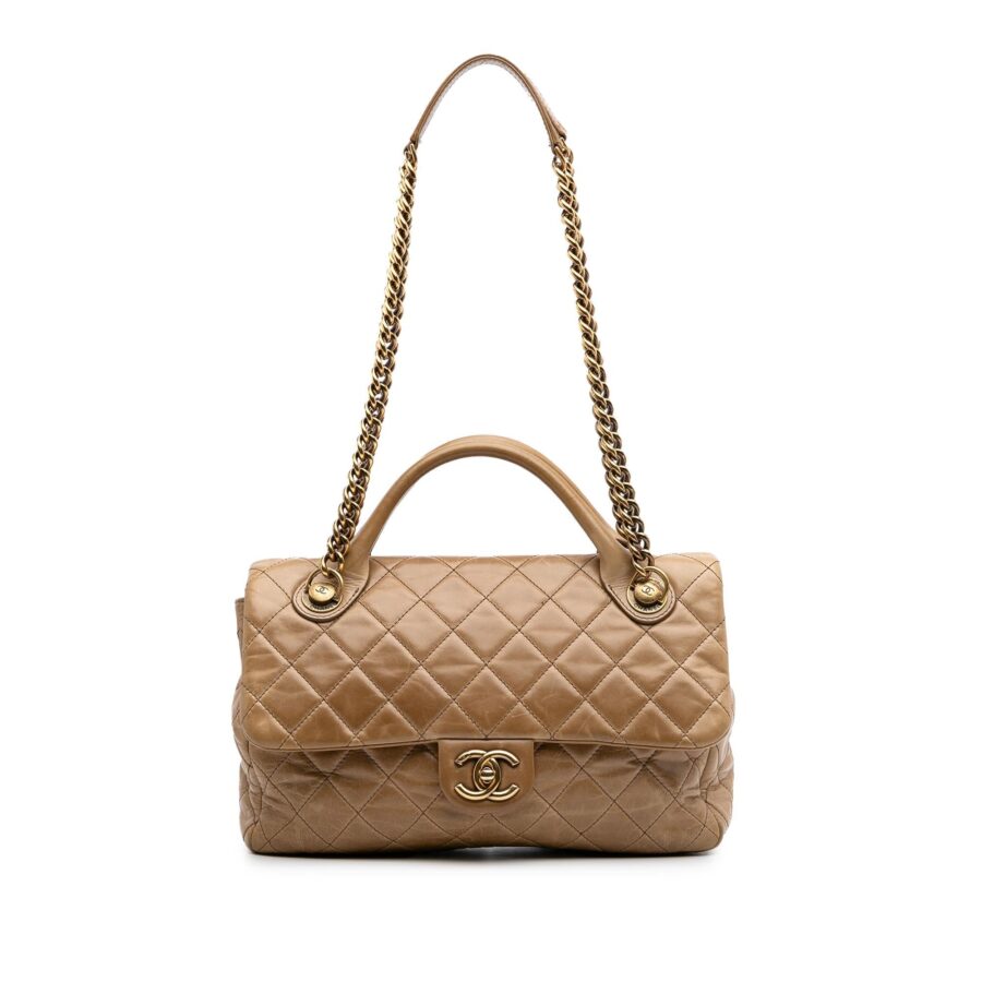 Chanel Medium Glazed Calfskin Castle Rock Top Handle Flap | Studio Nafay