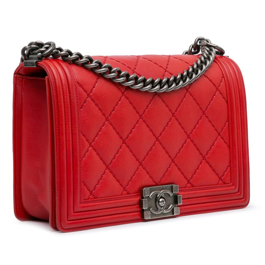 Chanel Medium Lambskin Double Stitch Boy Flap Shoulder Bag | Studio Nafay