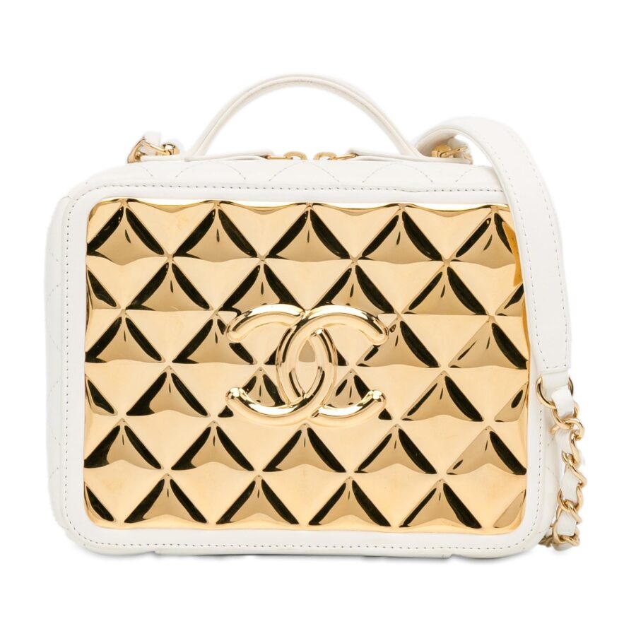 Chanel Medium Lambskin Golden Plate Vanity Case Handbag | Studio Nafay