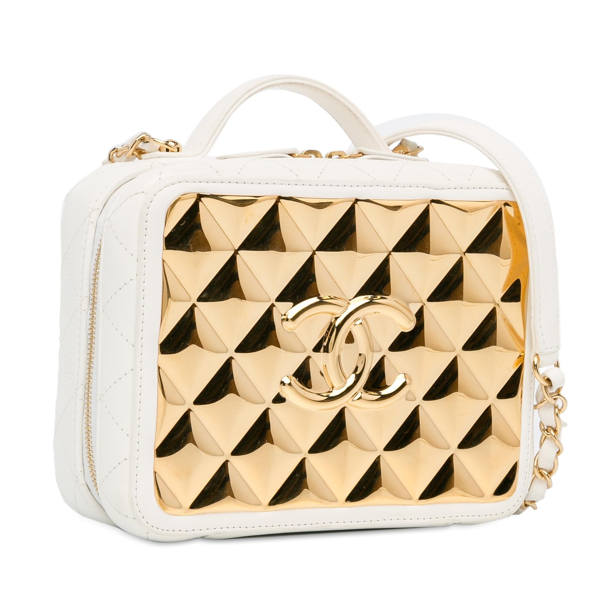 Chanel Medium Lambskin Golden Plate Vanity Case Handbag
