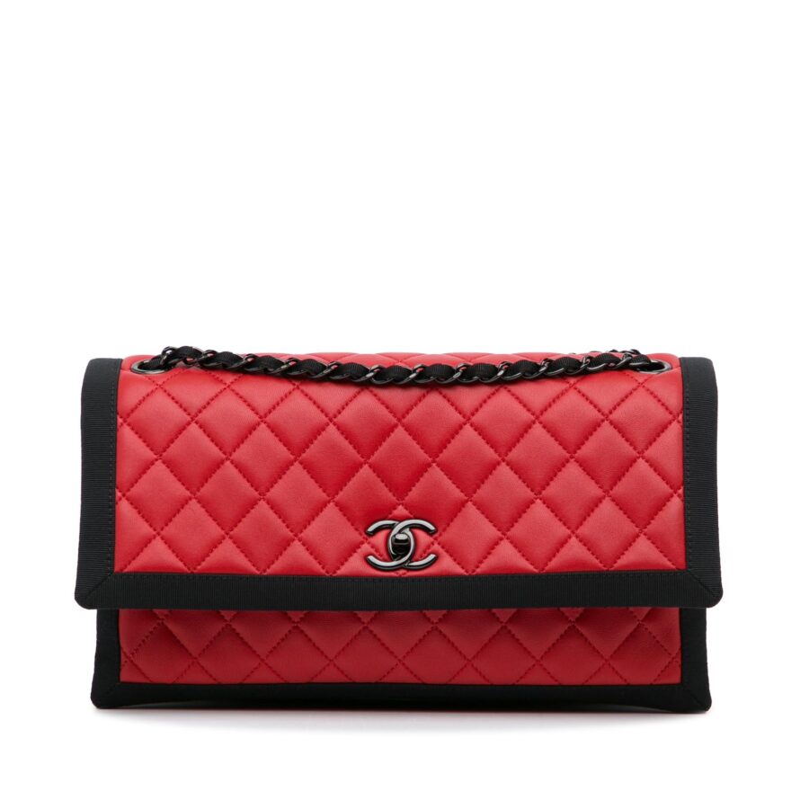 Chanel Medium Quilted Lambskin Grosgrain Two Tone Flap | Studio Nafay