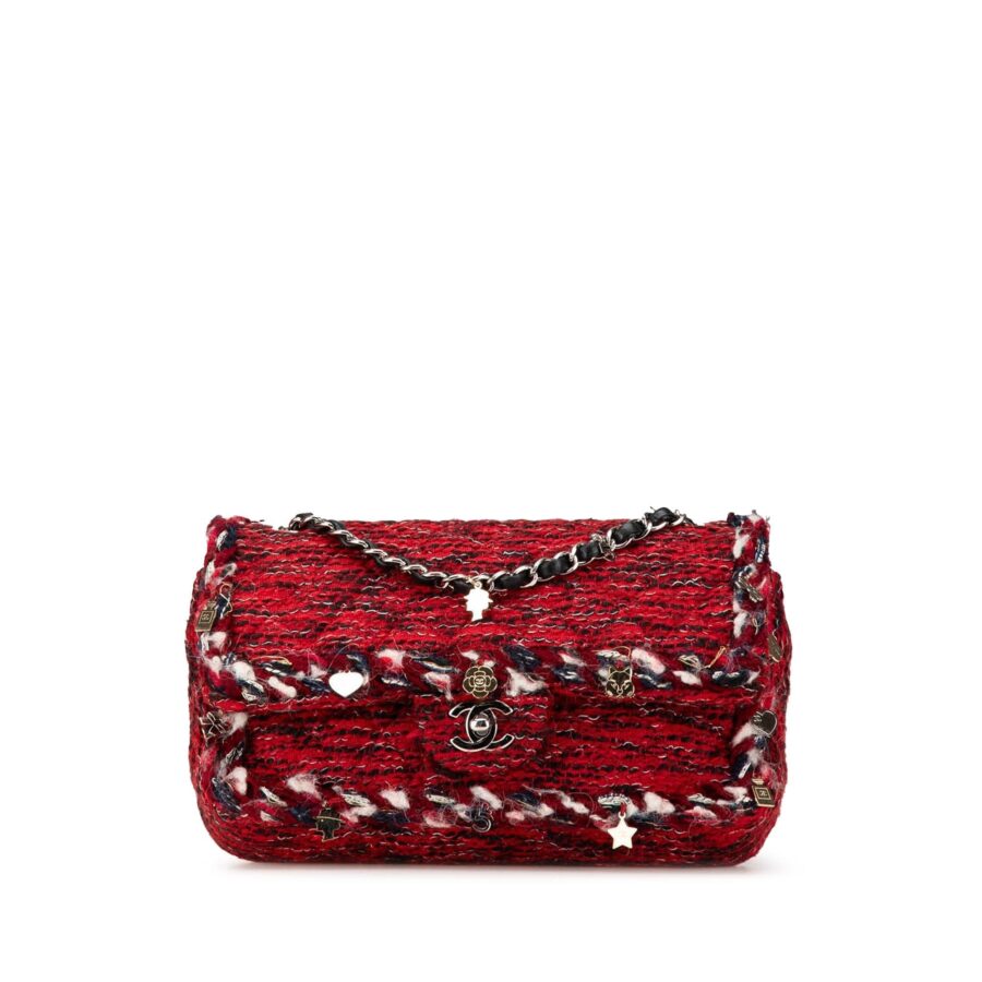 Chanel Medium Tweed Braided Charms Double Flap | Studio Nafay