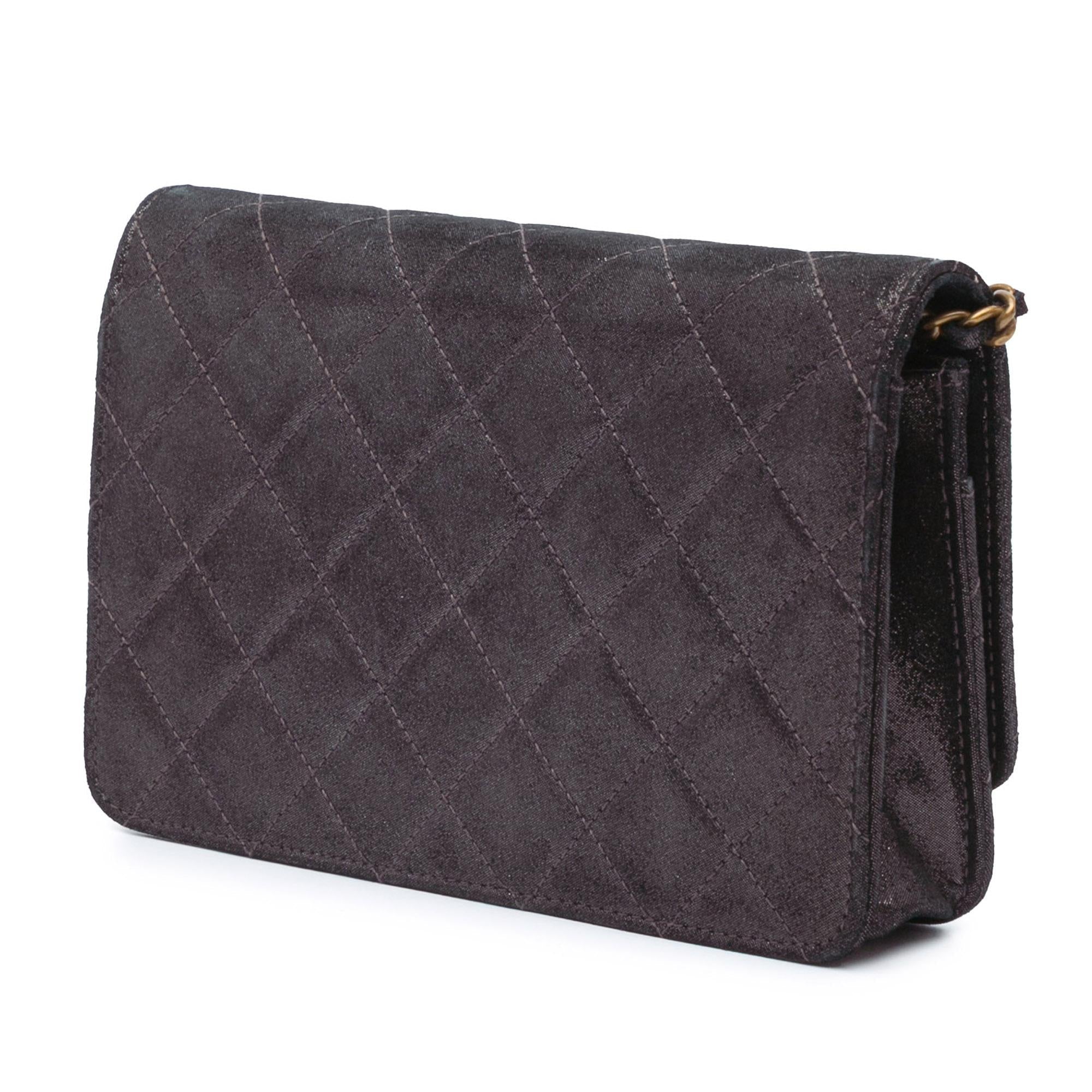 Chanel Metiers dArt Quilted Iridescent Lambskin Tartan Button Wallet On Chain