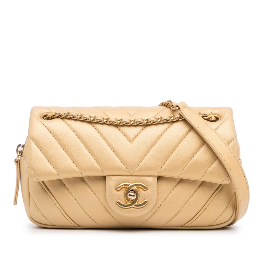 Chanel Mini CC Flap Chevron Leather Crossbody Bag | Studio Nafay
