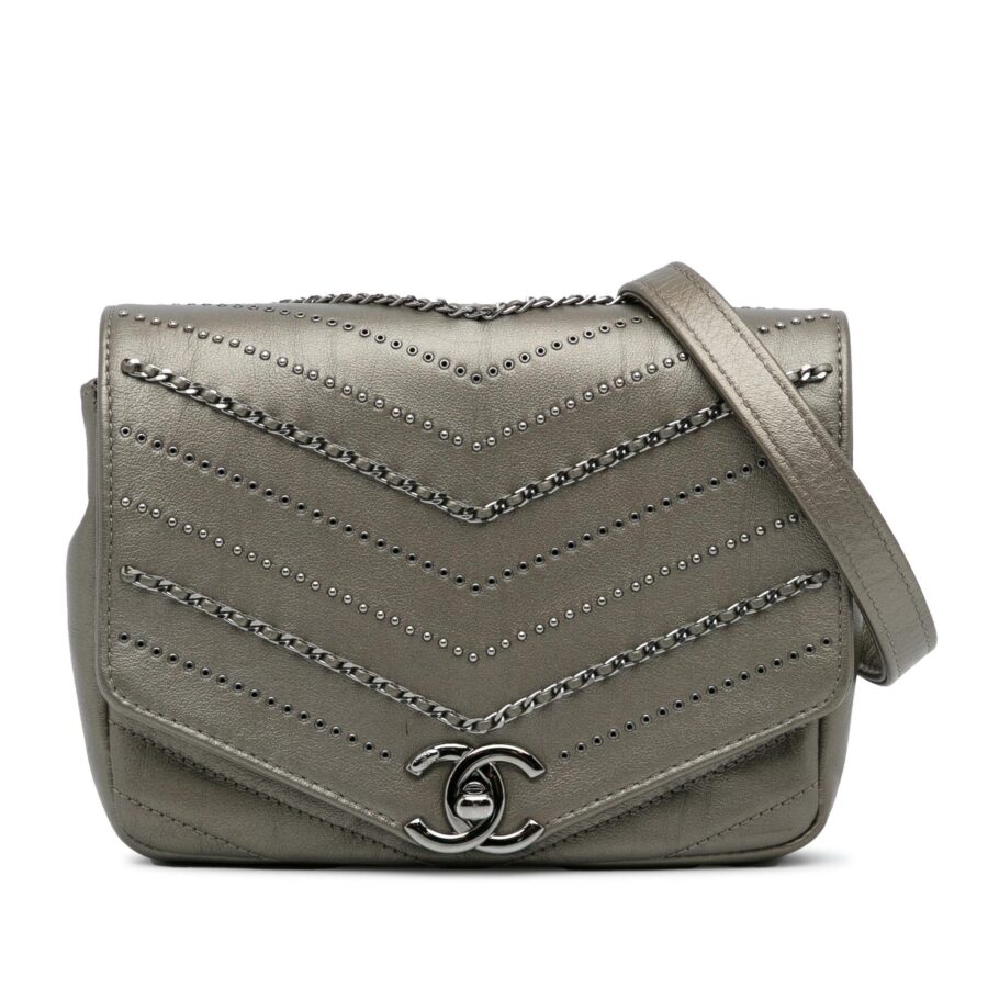 Chanel Mini Embellished Calfskin Chevron Square Envelop Flap | Studio Nafay