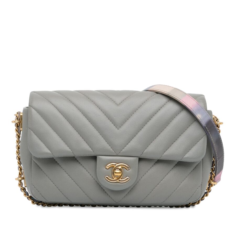 Chanel Mini Rectangular Chevron Lambskin Chain Around Flap Crossbody | Studio Nafay