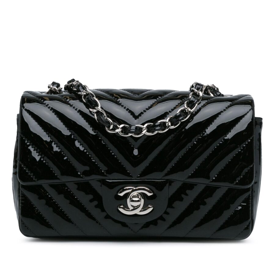 Chanel Mini Rectangular Classic Chevron Patent Single Flap Crossbody | Studio Nafay