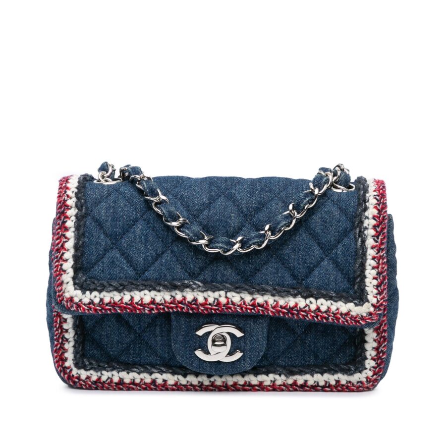 Chanel Mini Rectangular Classic Denim Tweed Framed Single Flap | Studio Nafay