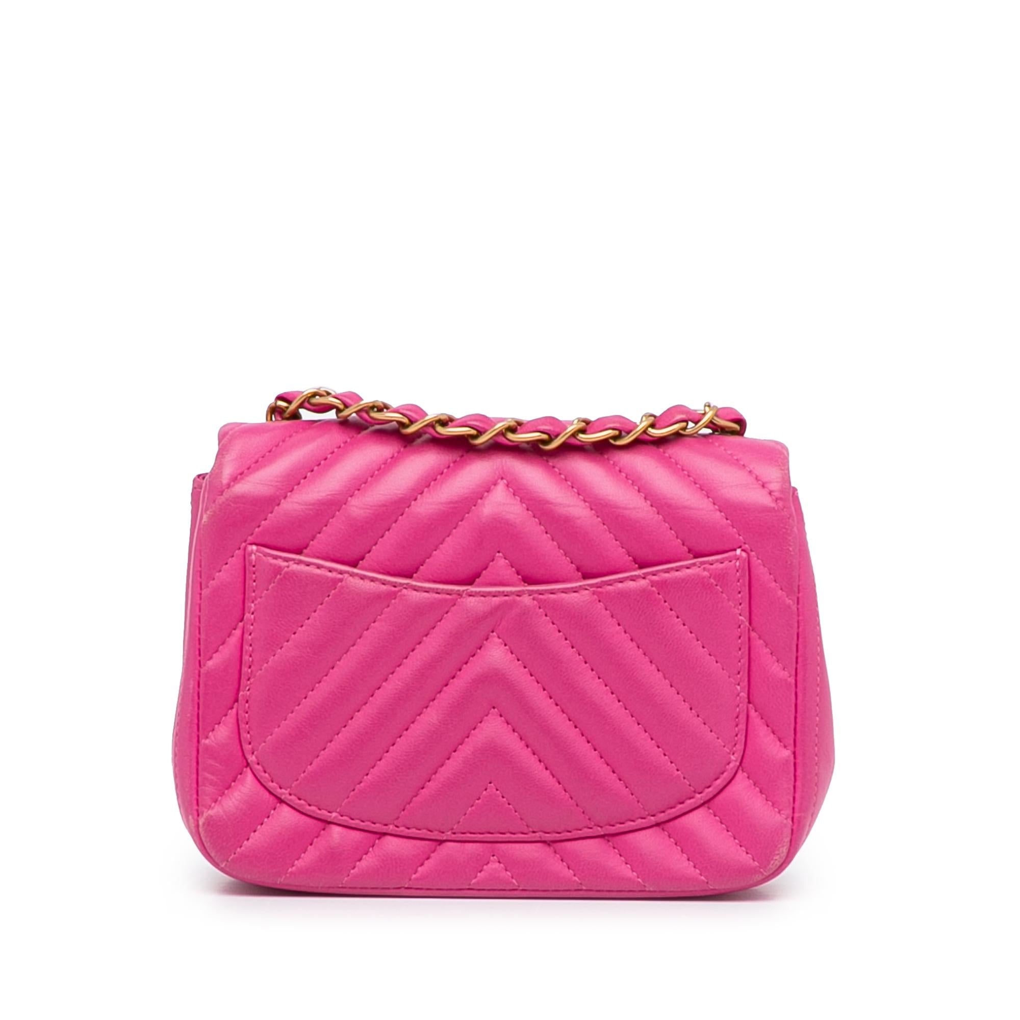 Chanel Mini Square Classic Chevron Lambskin Flap Crossbody