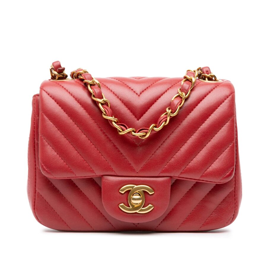 Chanel Mini Square Classic Chevron Lambskin Single Flap Crossbody | Studio Nafay