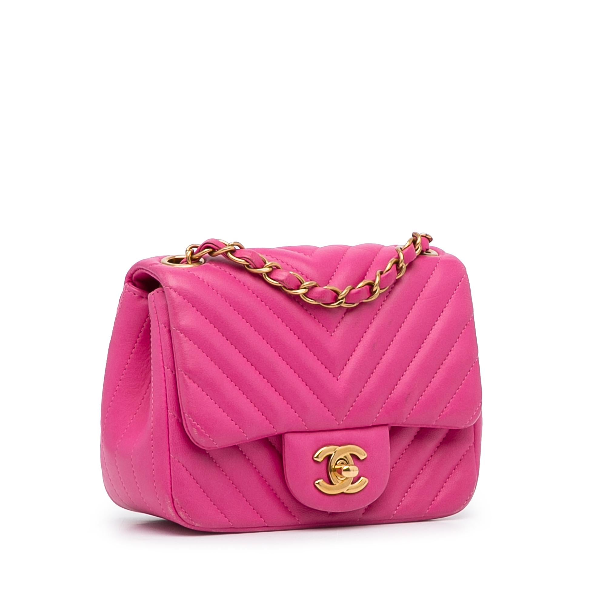 Chanel Mini Square Classic Lambskin Chevron Flap Crossbody