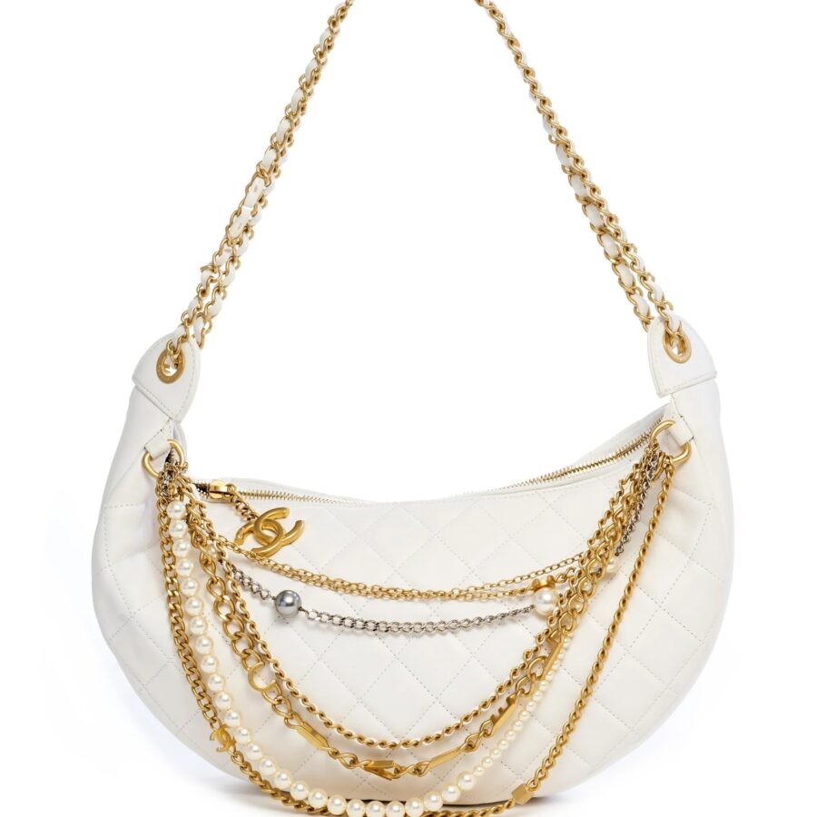 CHANEL NY ALL ABOUT CHAINS NAPPA LEATHER HOBO BAG | Studio Nafay