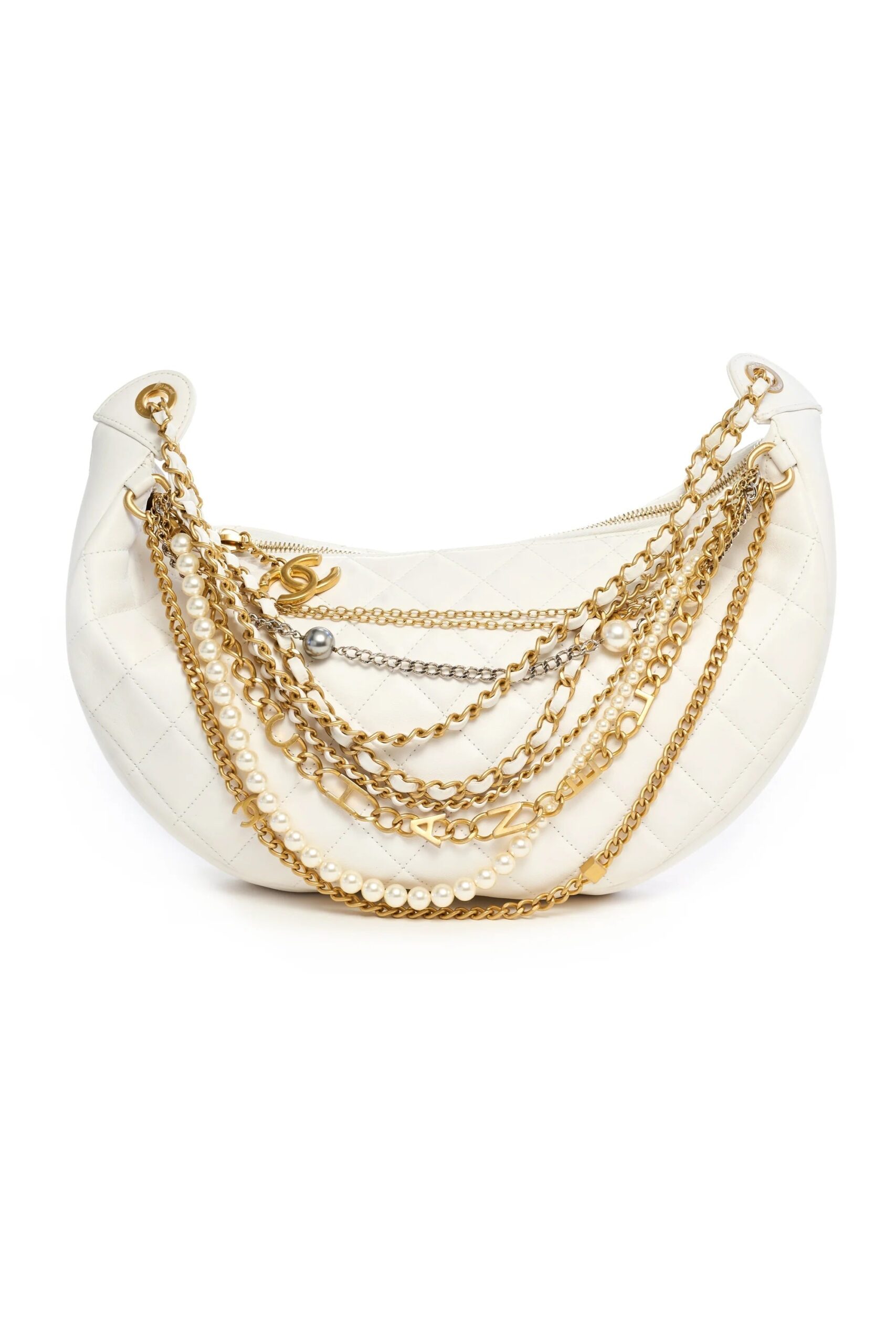 CHANEL NY ALL ABOUT CHAINS NAPPA LEATHER HOBO BAG
