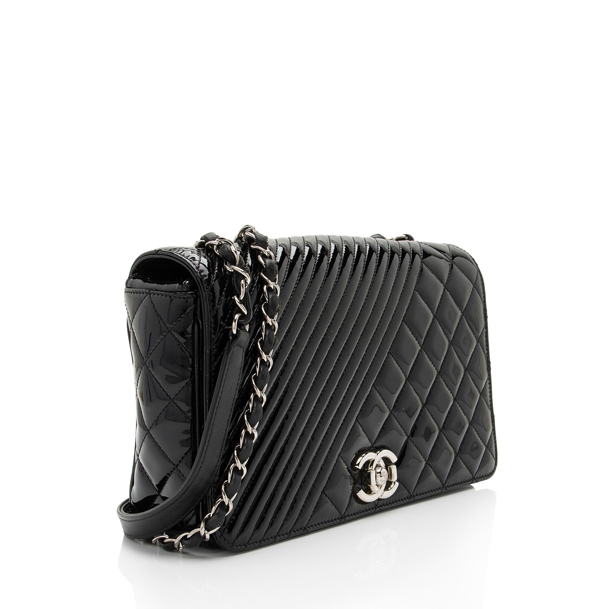 Chanel Patent Leather Coco Boy Medium Flap Bag
