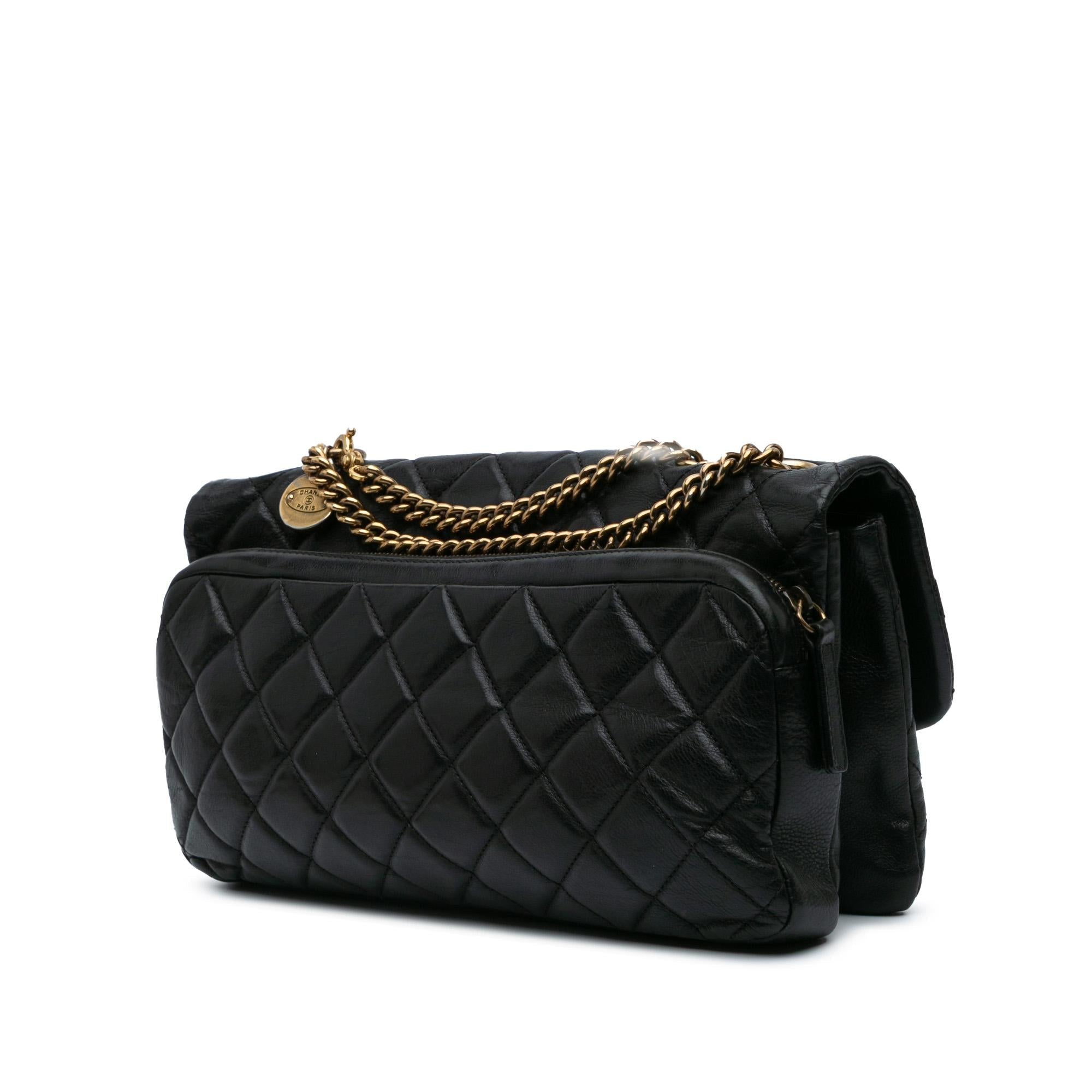 Chanel Quilted Calfskin CC Crown Flap Shoulder Bag