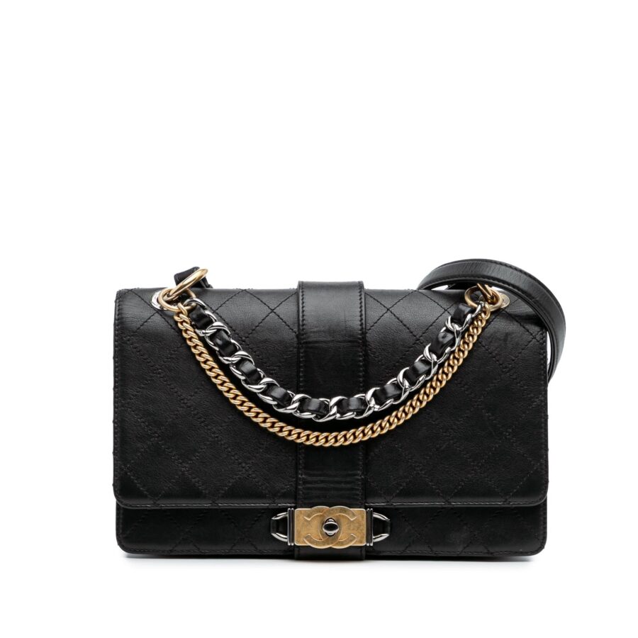 Chanel Quilted Calfskin Double Chain Top Handle Flap | Studio Nafay