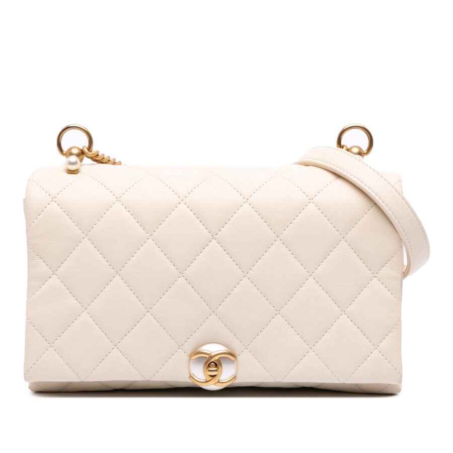 Chanel Quilted Calfskin Pearl CC Accordion Flap | Studio Nafay