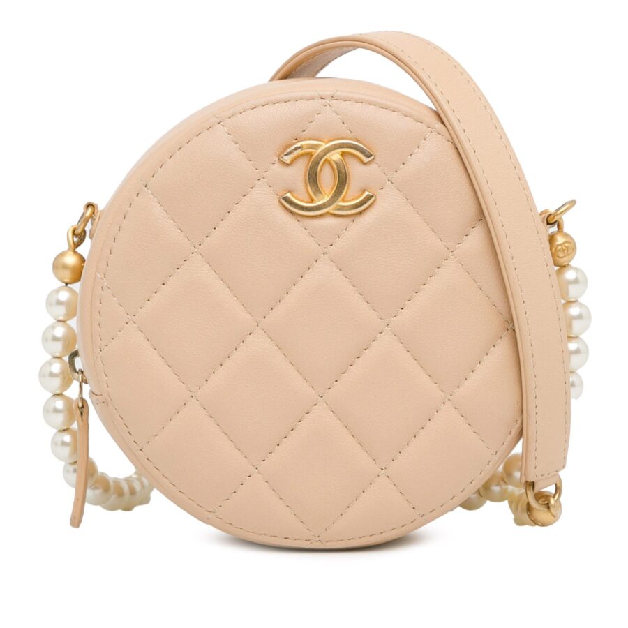 Chanel Quilted Calfskin Pearl Round Clutch With Chain | Studio Nafay