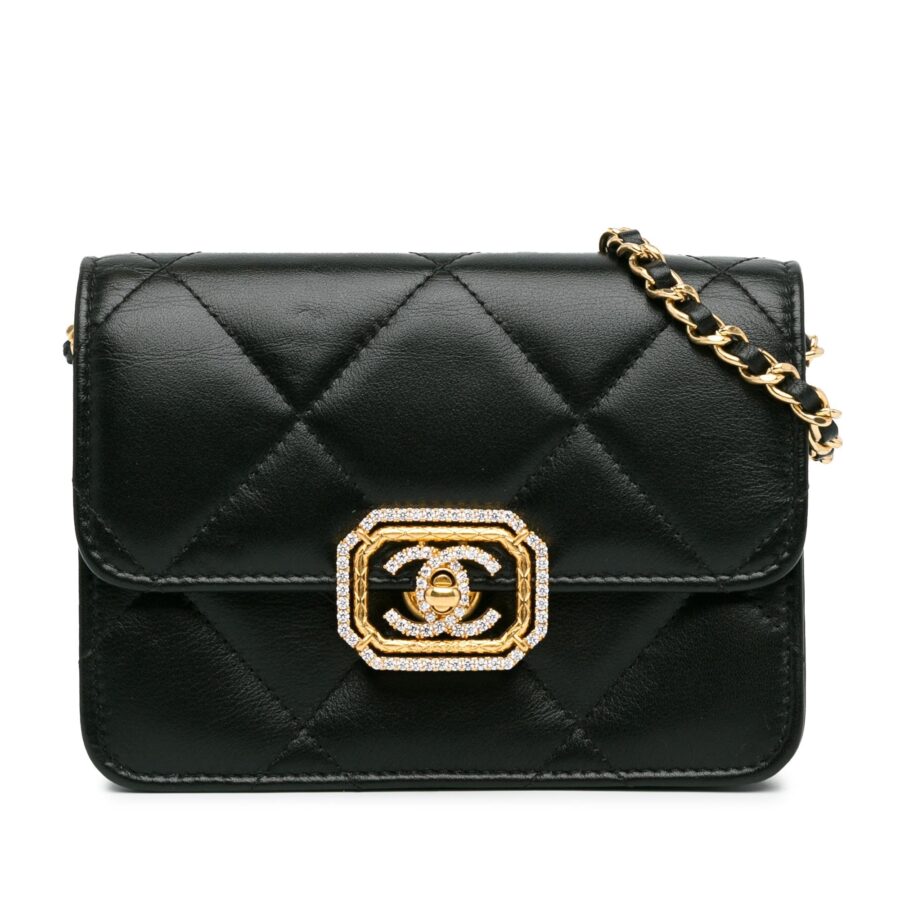 Chanel Quilted Calfskin Strass Clutch With Chain Flap | Studio Nafay