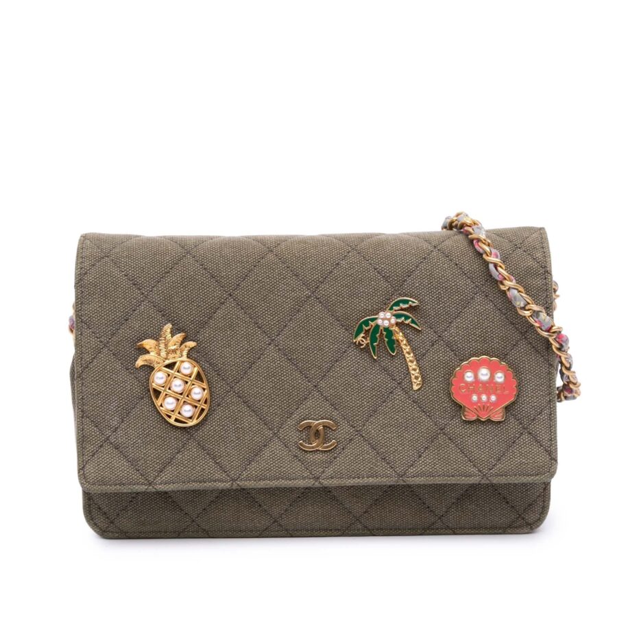 Chanel Quilted Canvas Coco Cuba Charms Wallet On Chain | Studio Nafay
