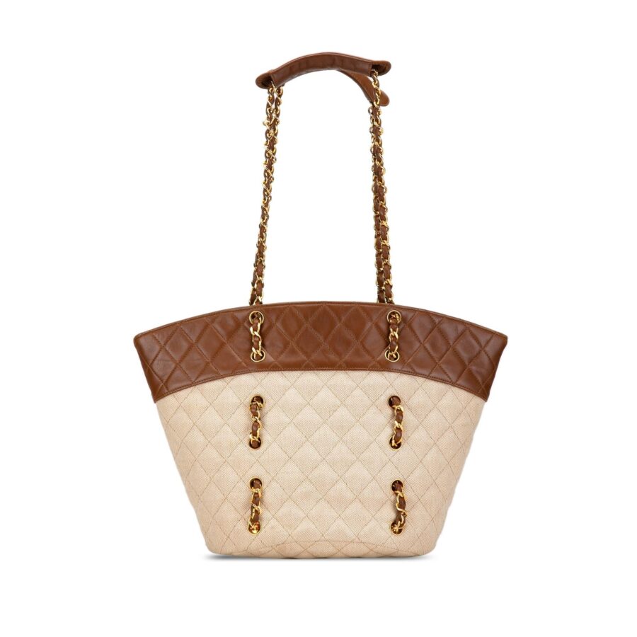 Chanel Quilted Canvas and Lambskin Chain Tote | Studio Nafay