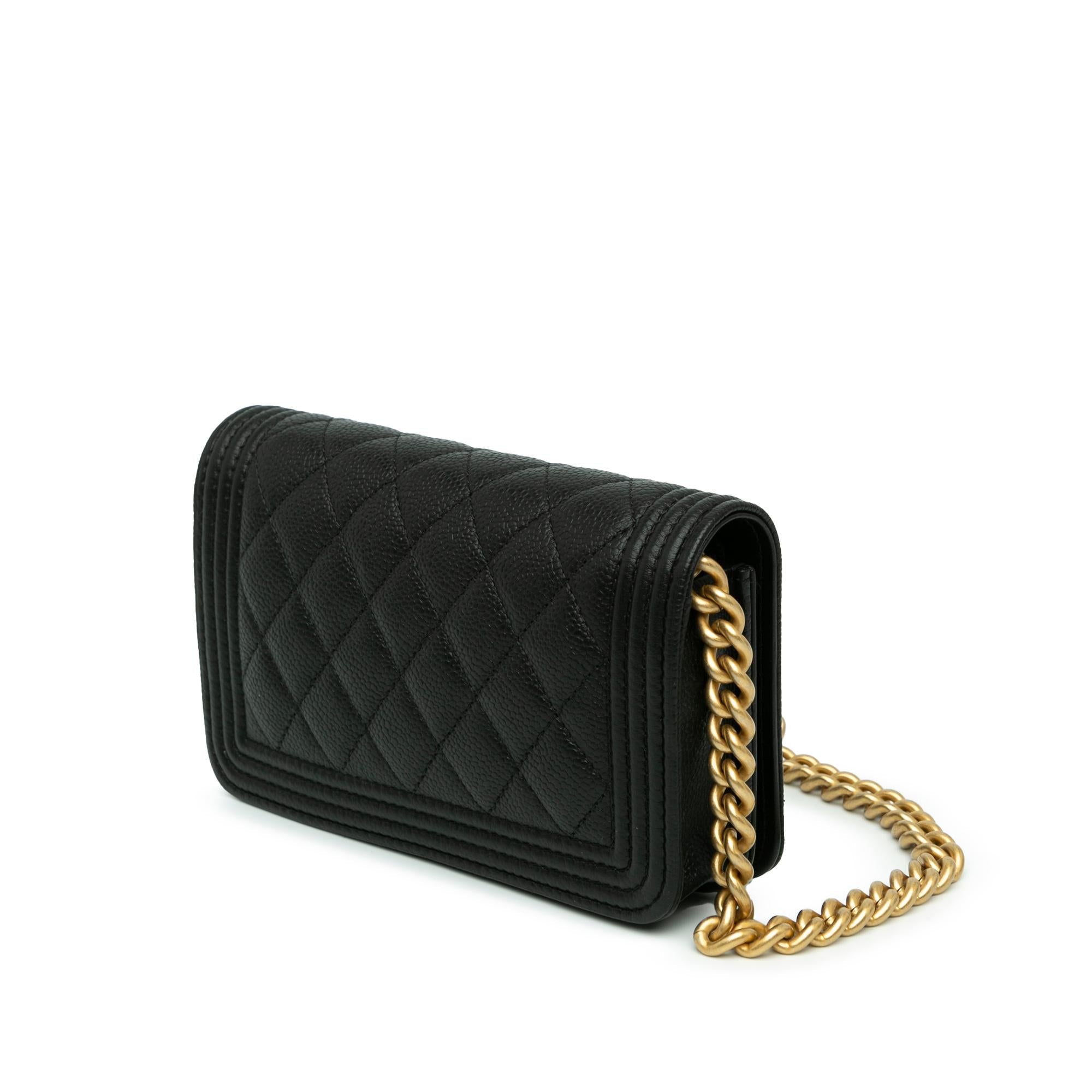 Chanel Quilted Caviar Boy Wallet on Chain Crossbody