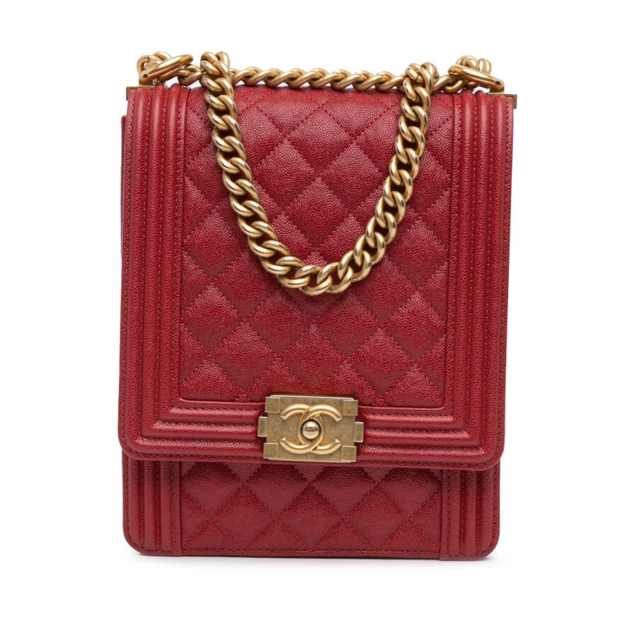 Chanel Quilted Caviar North South Boy Flap Shoulder Bag | Studio Nafay