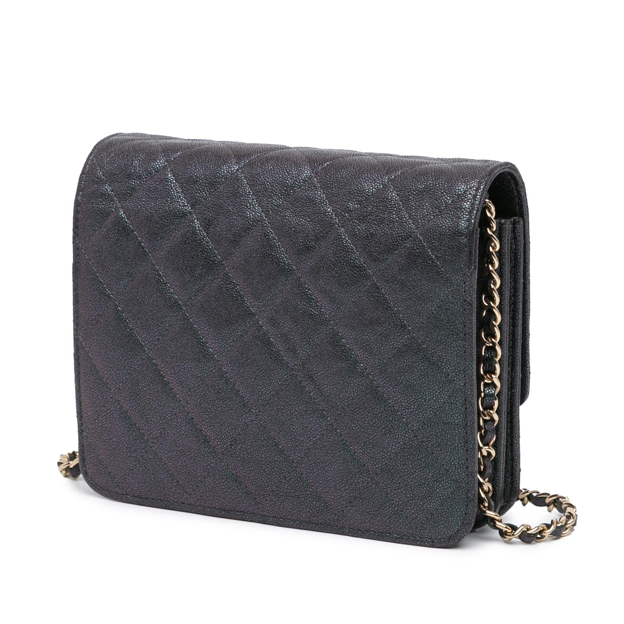 Chanel Quilted Caviar Square Wallet on Chain Crossbody