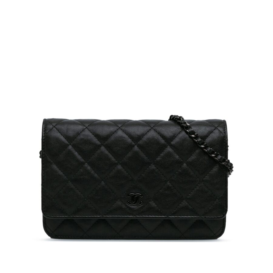 Chanel Quilted Crumpled Calfskin So Black Wallet On Chain Crossbody | Studio Nafay