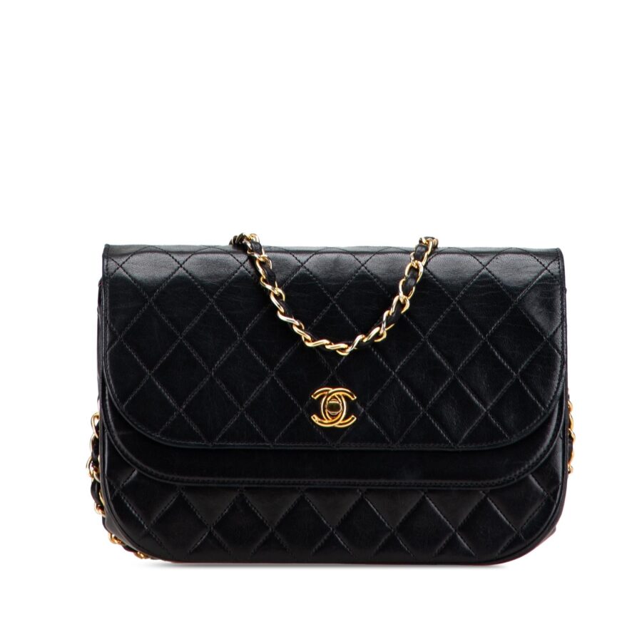 Chanel Quilted Lambskin Half Moon Double Flap | Studio Nafay