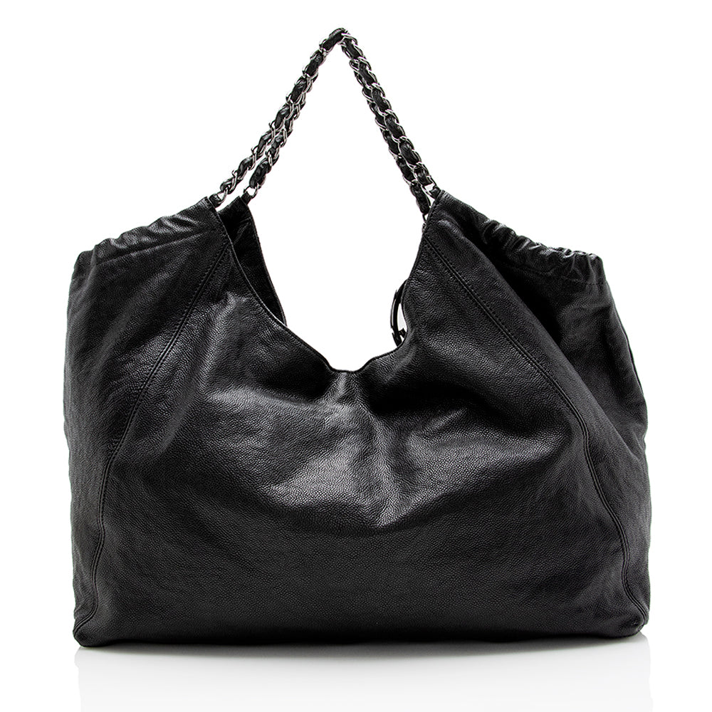 Chanel Quilted Leather CC Charm Hobo Shoulder Bag