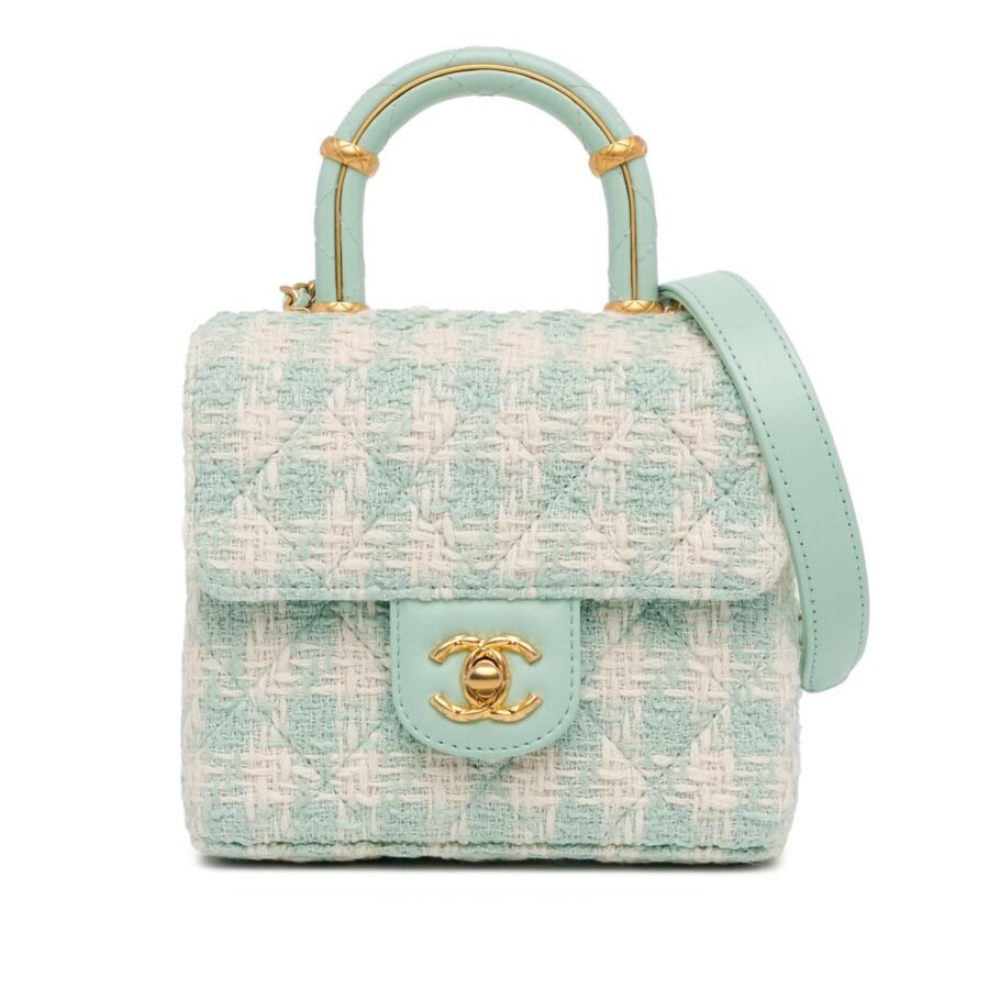 Chanel Quilted Tweed Crush Top Handle Flap Shoulder Bag | Studio Nafay