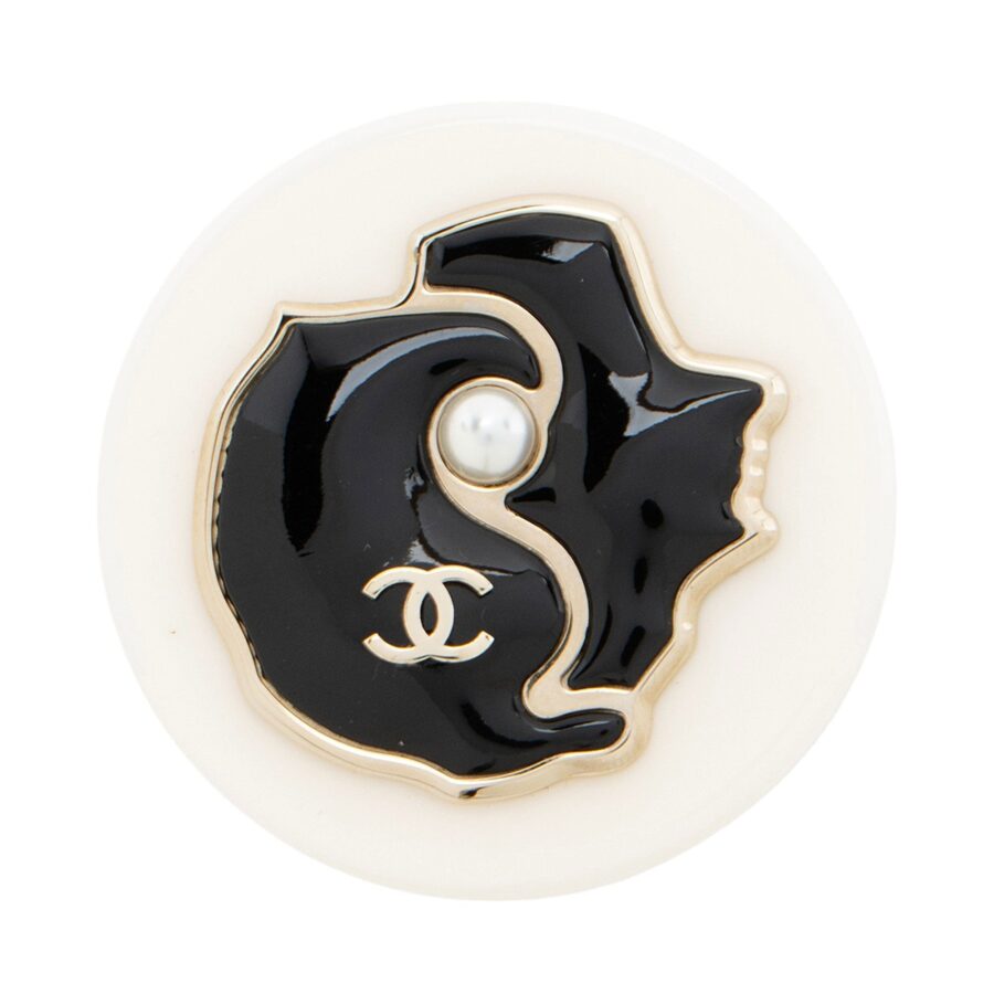 Chanel Resin Pearl Coco CC Profile Brooch Handbag | Studio Nafay
