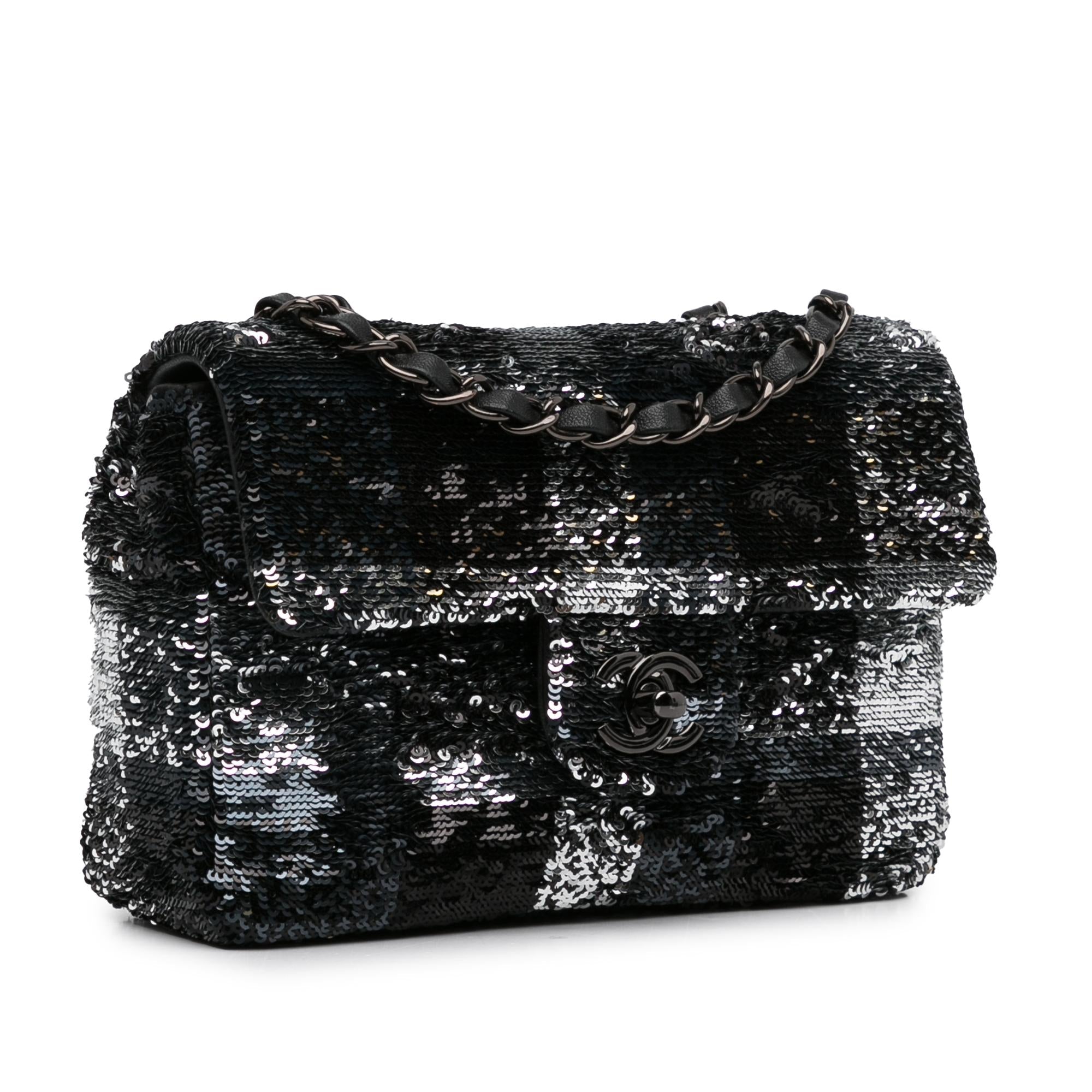 Chanel Sequin Plaid Single Flap Shoulder Bag - Product Image 2