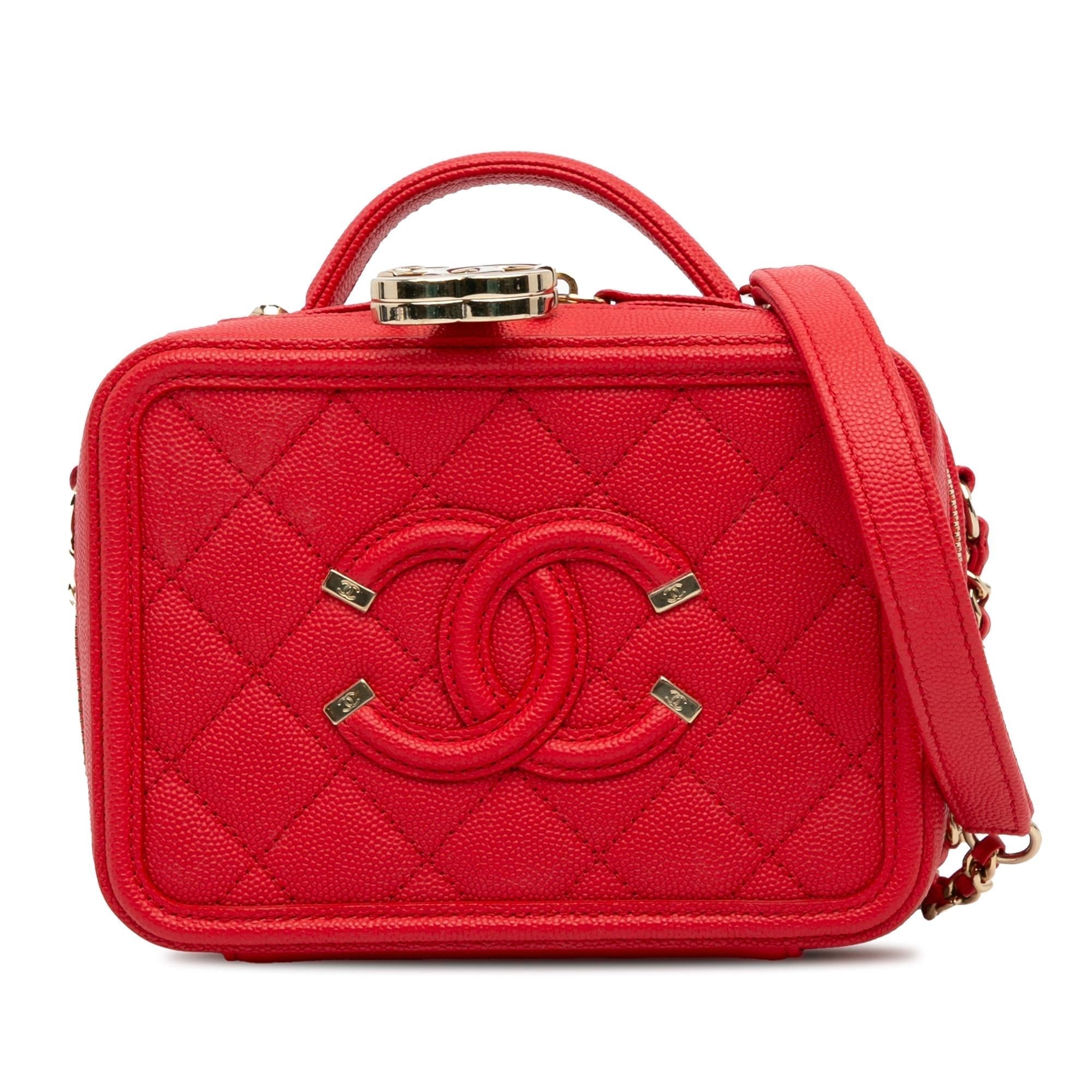 Chanel Small Caviar Filigree Vanity Case Handbag