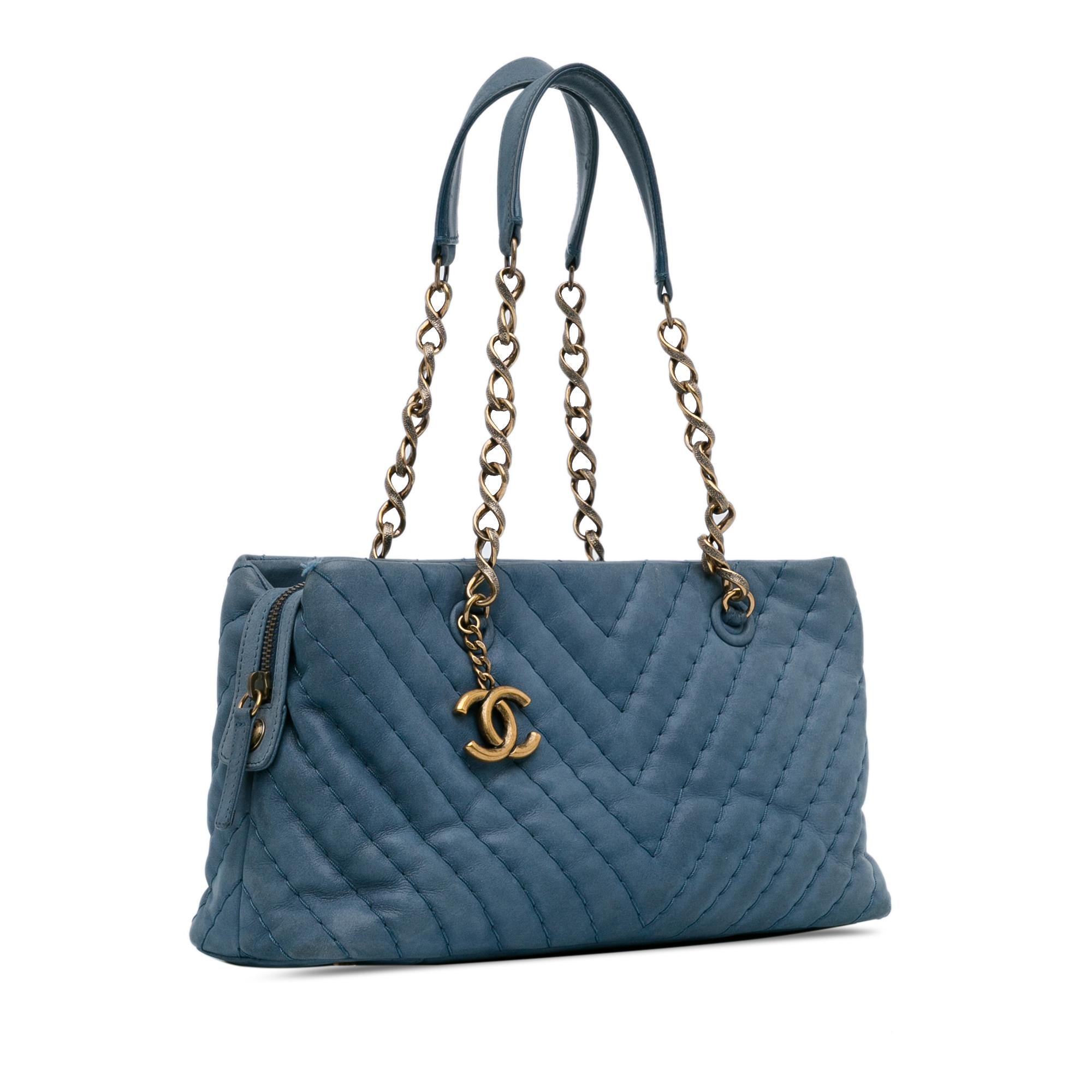 Chanel Small Chevron Surpique Iridescent Calfskin Tote