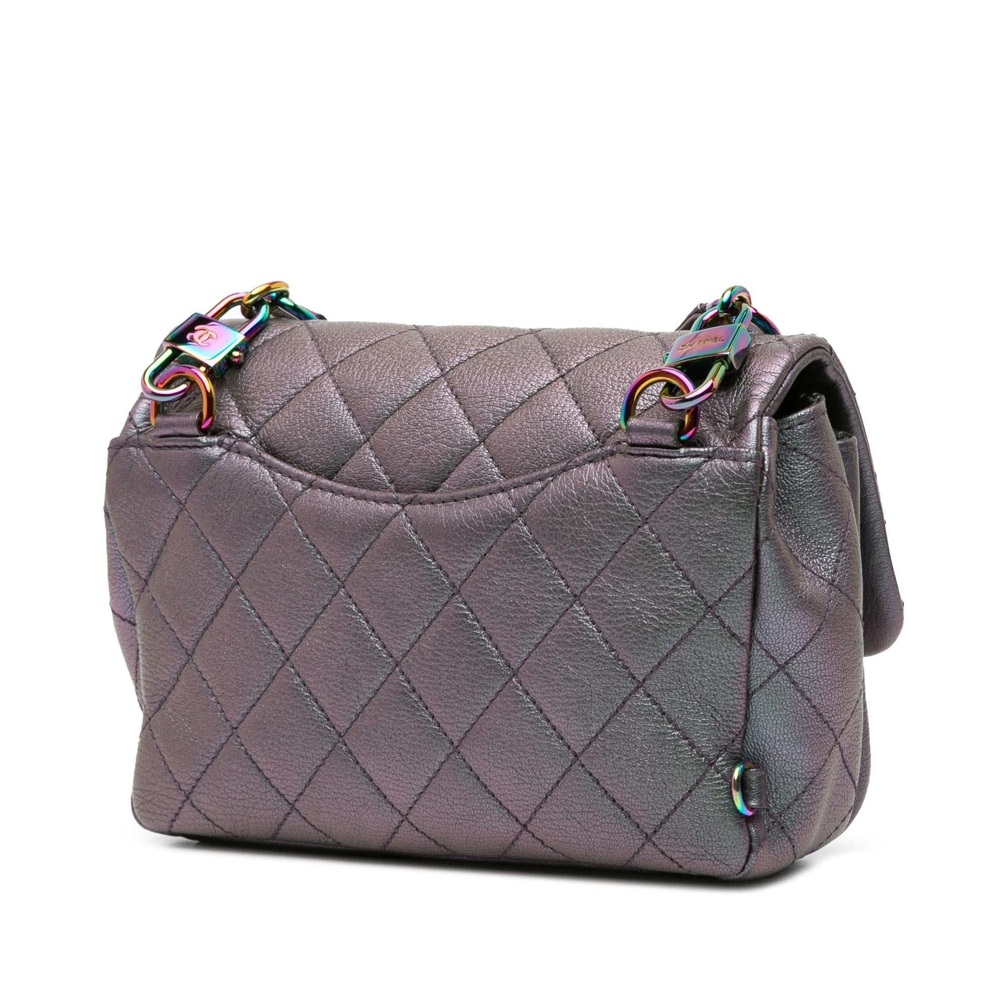 Chanel Small Iridescent Goatskin Double Carry Waist Chain Flap Shoulder Bag