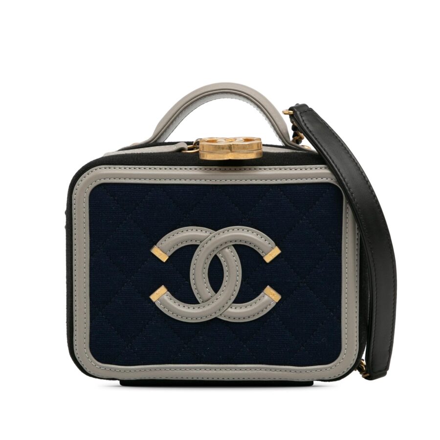 Chanel Small Jersey CC Filigree Vanity Case Handbag | Studio Nafay