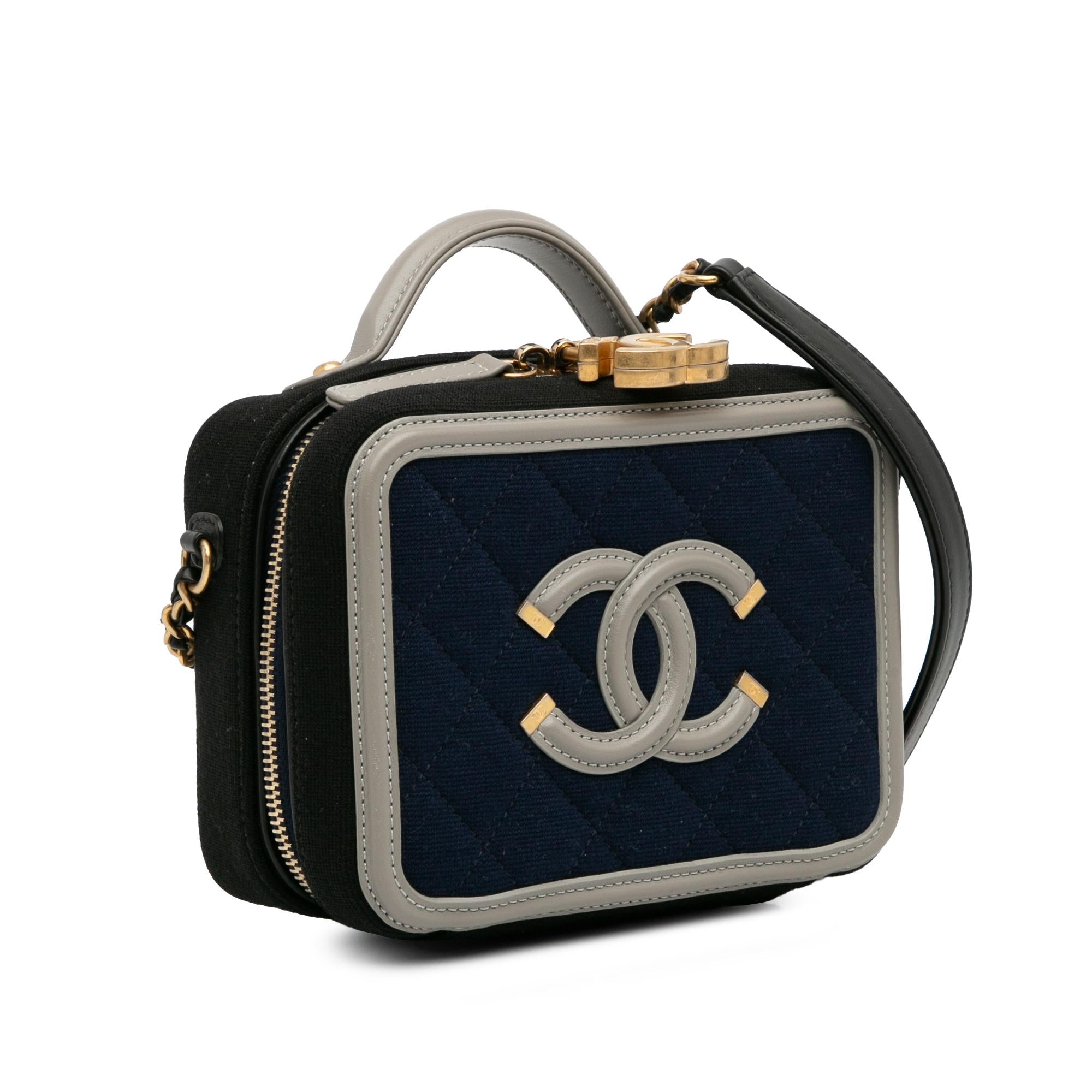 Chanel Small Jersey CC Filigree Vanity Case Handbag