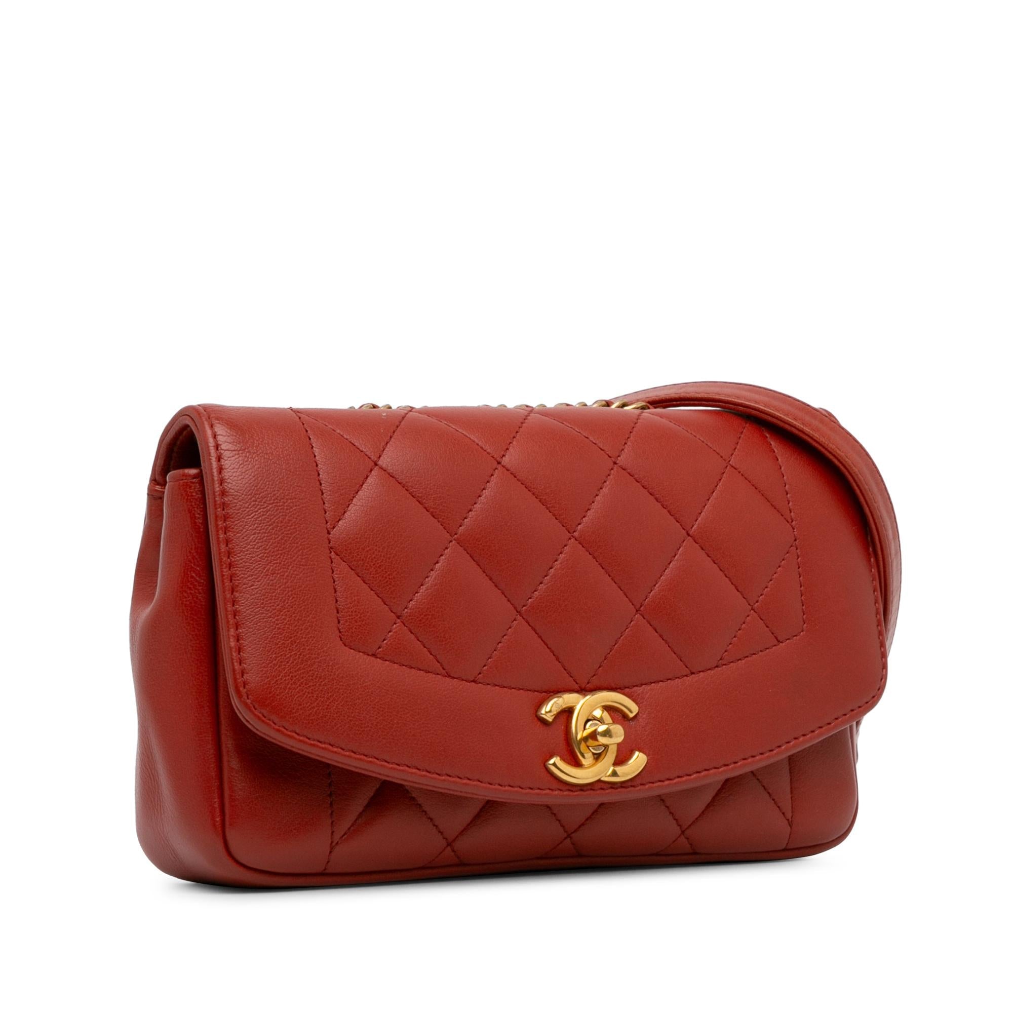 Chanel Small Lambskin Diana Flap Crossbody