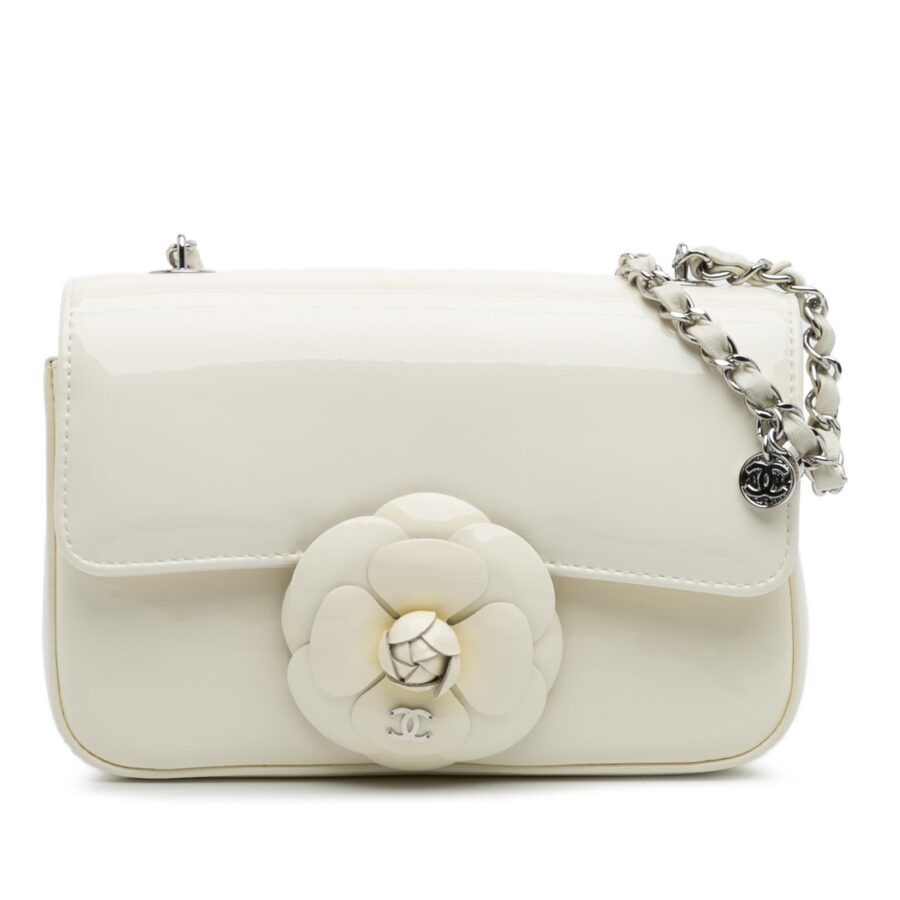Chanel Small Patent Camellia Single Flap | Studio Nafay