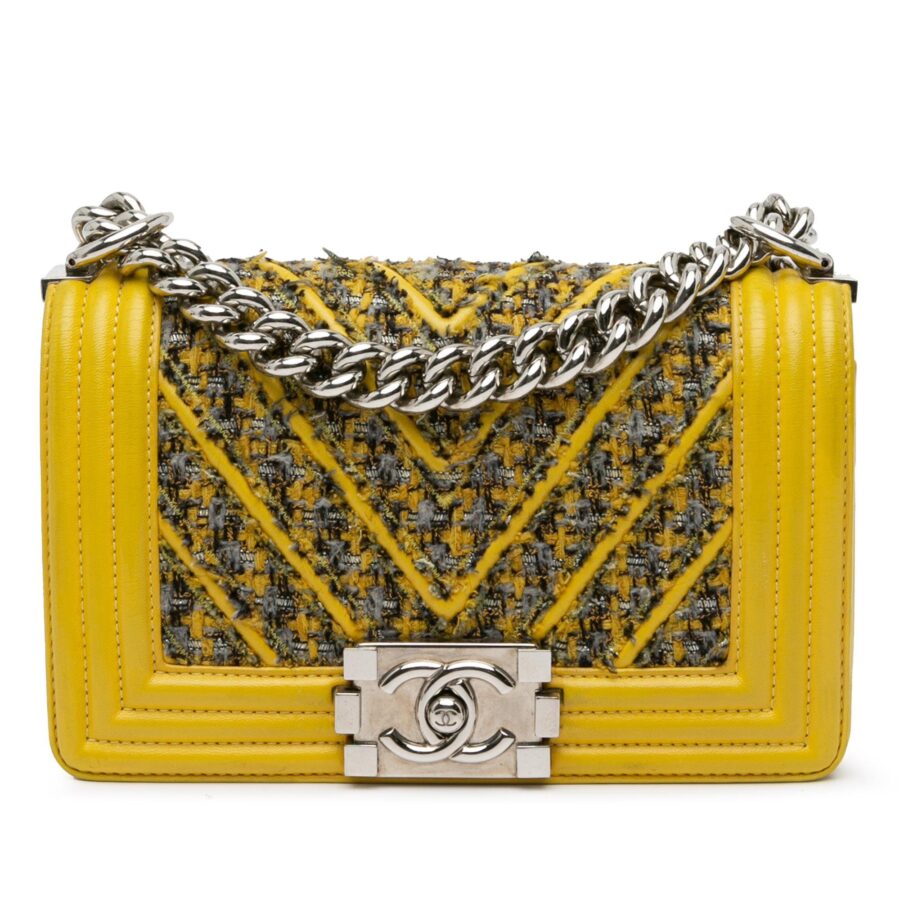 Chanel Small Tweed and Lambskin Chevron Boy Flap Crossbody | Studio Nafay