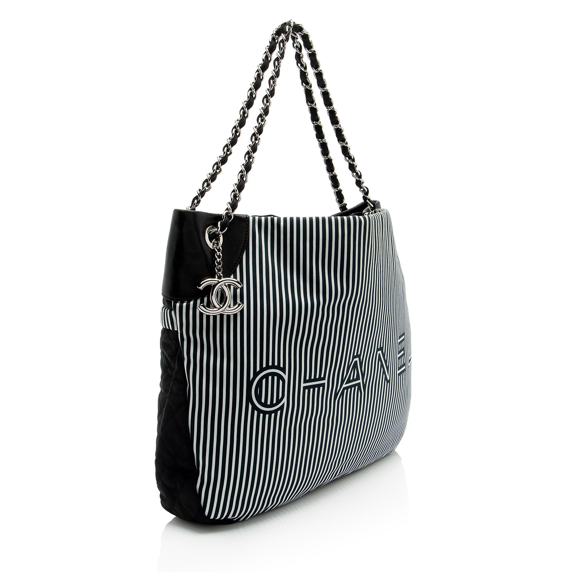 Chanel Striped Canvas Rialto Shoulder Bag